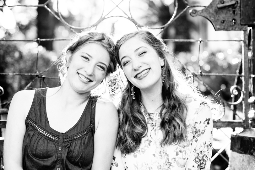 Laughing twin sisters in Charleston, South Carolina