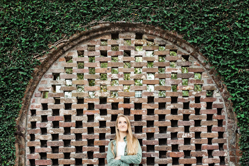 Brick wall and ivy in Downtown Charleston 