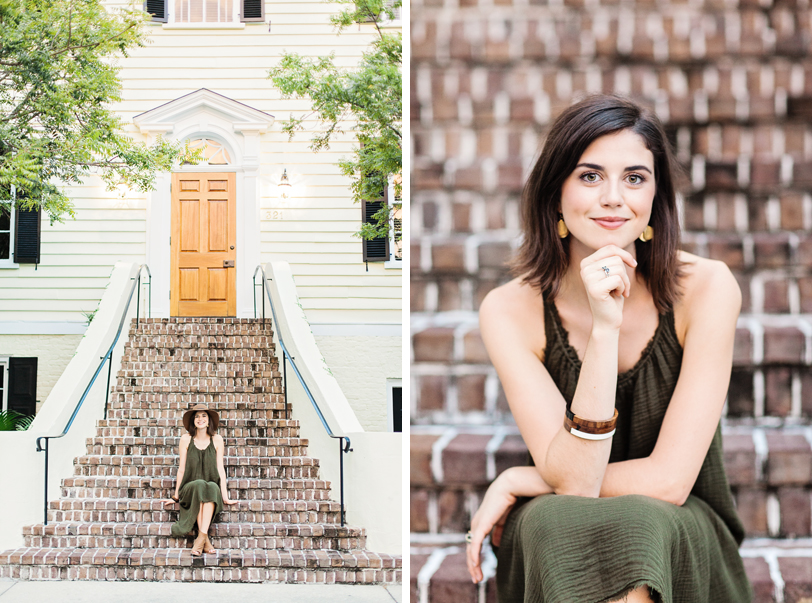 Colorful South Carolina home with brick steps, high school senior pictures