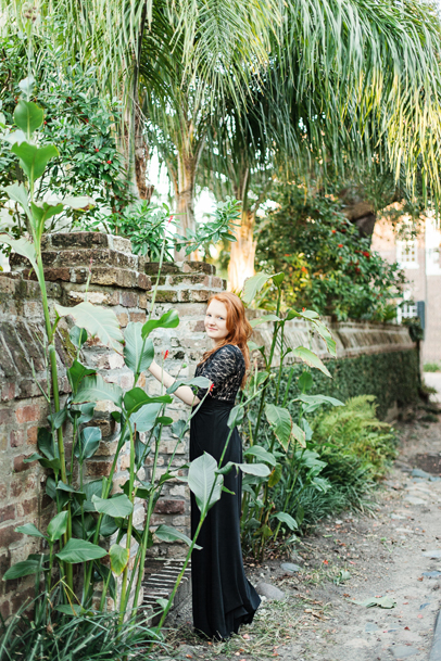 Secret Charleston alley with redhead senior girl, Portraits by Kaitlin Scott Photography