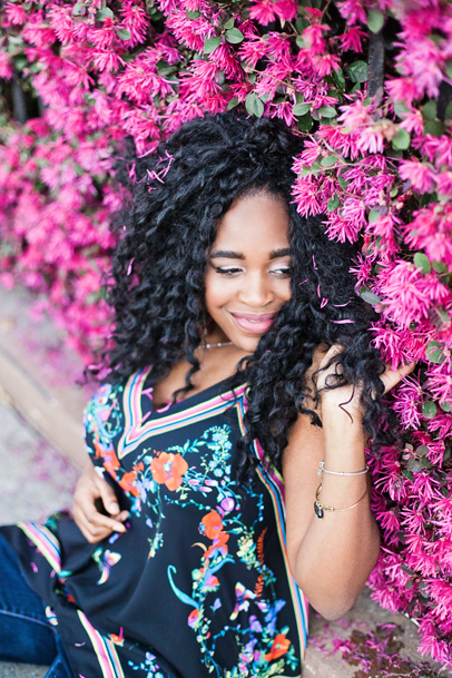 Pink Wall of Flowers in Charleston for Senior Session | Kaitlin Scott Photography