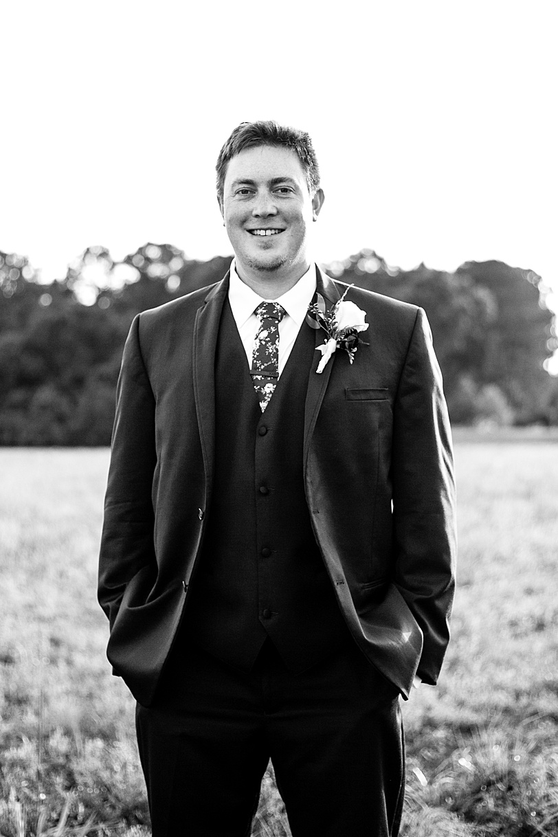 Black and White Shot of Groom in suit | Kaitlin Scott Photography