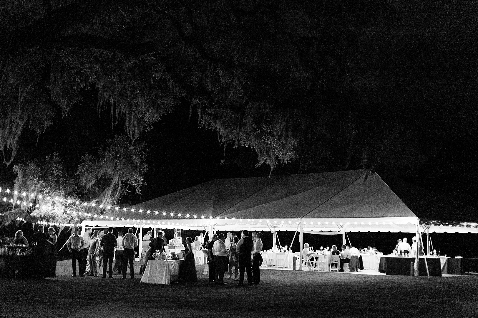 Wingate Plantation Reception Tent at Night | Kaitlin Scott Photography