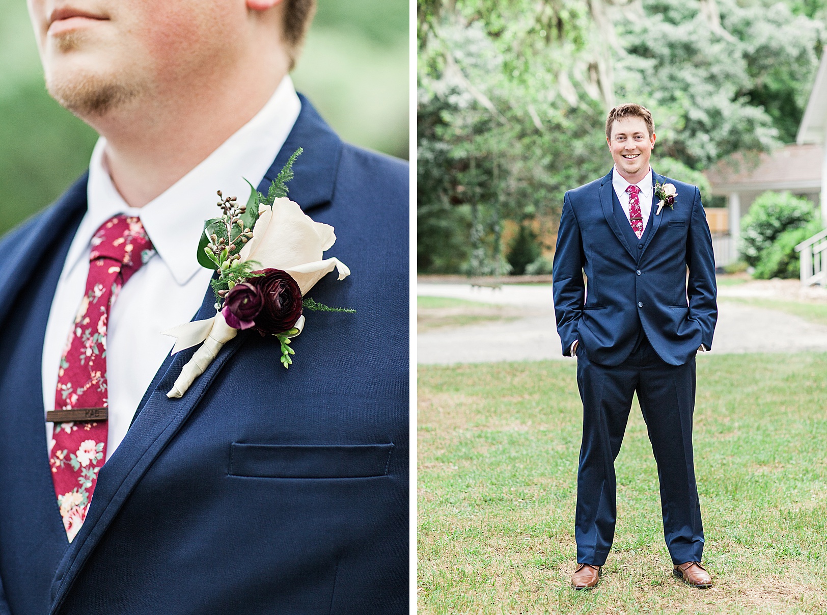 Groom with Boutonniere in Navy Blue Suit | Kaitlin Scott Photography