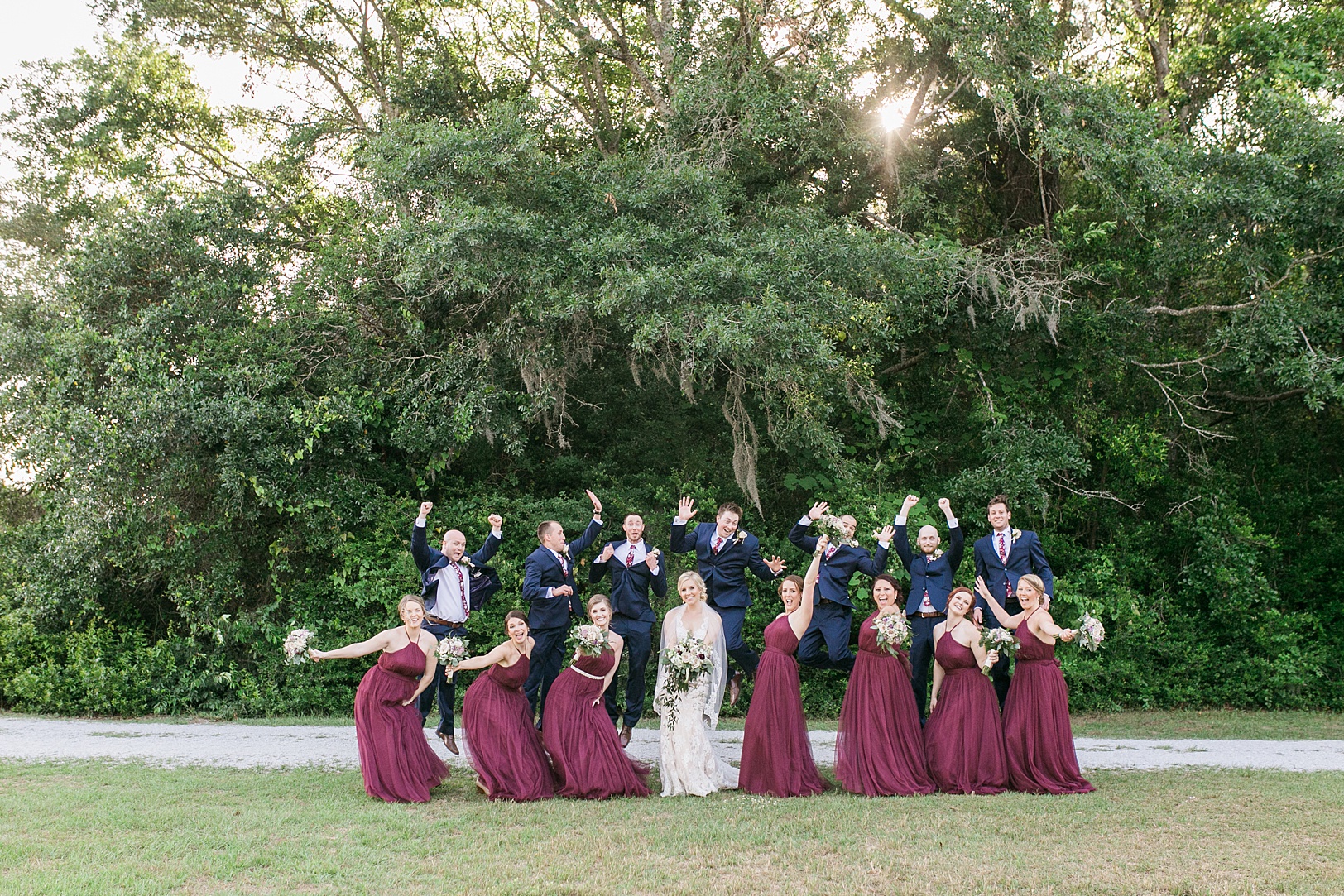 Wedding Party Portraits Jumping at Wingate Plantation | Kaitlin Scott Photography