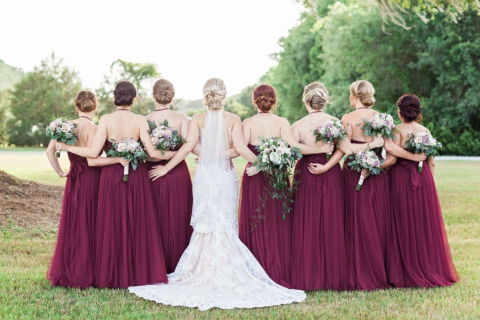 Bride and Bridesmaids Portraits Back of Dress | Kaitlin Scott Photography