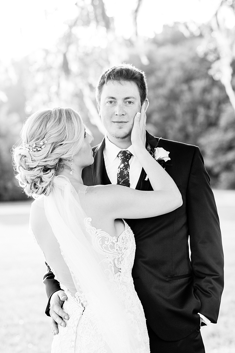 Black and White Portrait of Groom with his Bride | Kaitlin Scott Photography