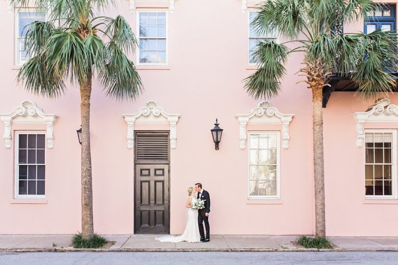 Charleston Wedding First Look at Pink Mills House by Kaitlin Scott Photography