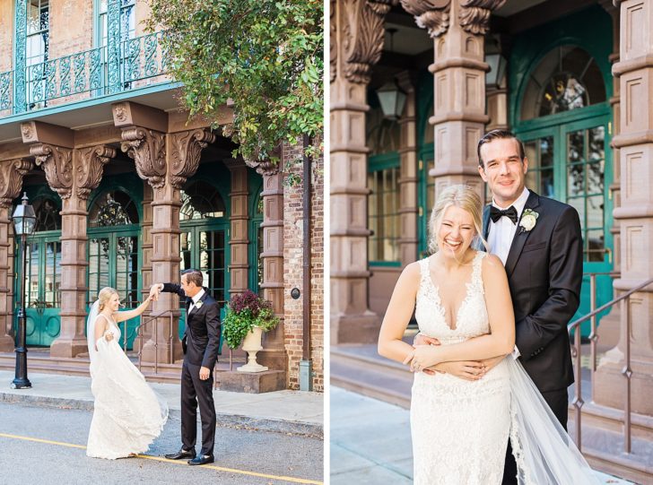 Bride and Groom Dancing at Dock Street Theatre in Charleston by Kaitlin Scott Photography
