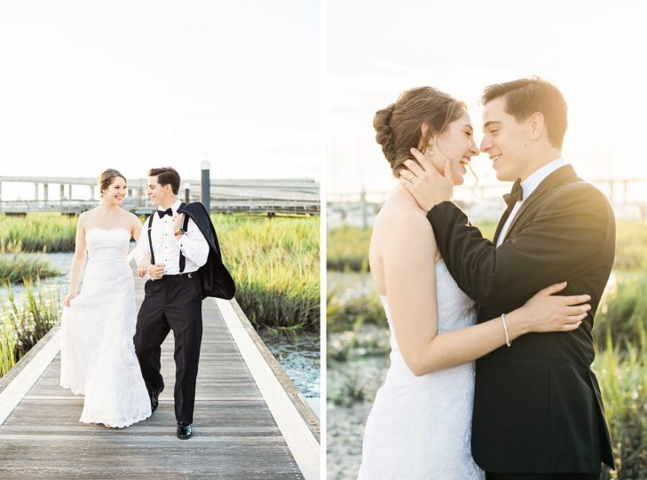 Fun Bride and Groom pictures on wedding day at Charleston Yacht Club | Kaitlin Scott Photography