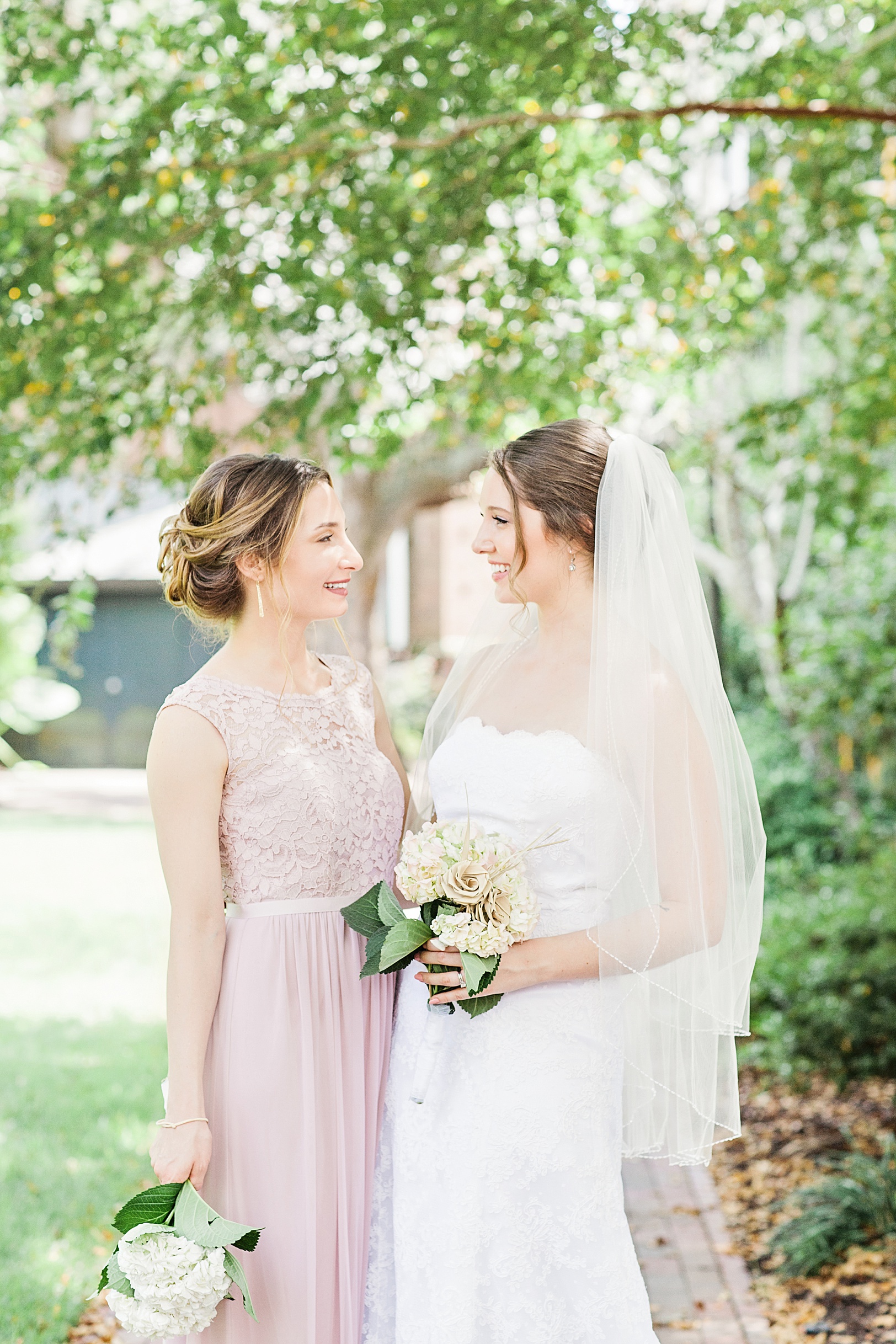 Bride and Maid of Honor on Wedding Day | Pink Color Scheme | Kaitlin Scott Photography