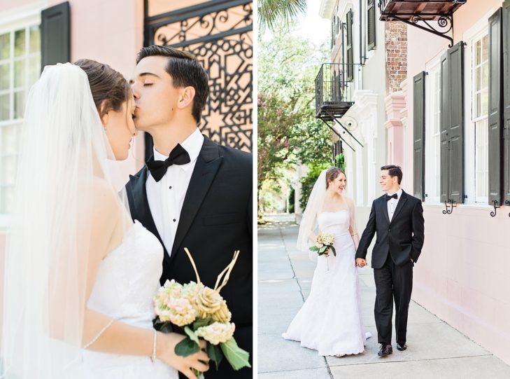 Groom kisses Bride on forehead, Charleston Wedding Portraits | Kaitlin Scott Photography