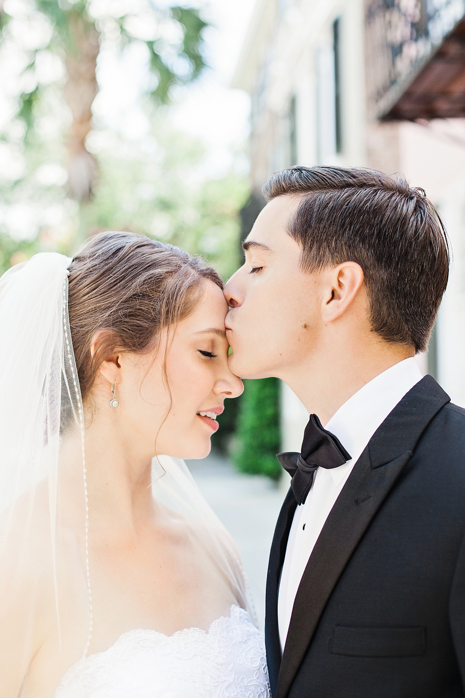 Forehead Kiss with Charleston Bride and Groom | Kaitlin Scott Photography
