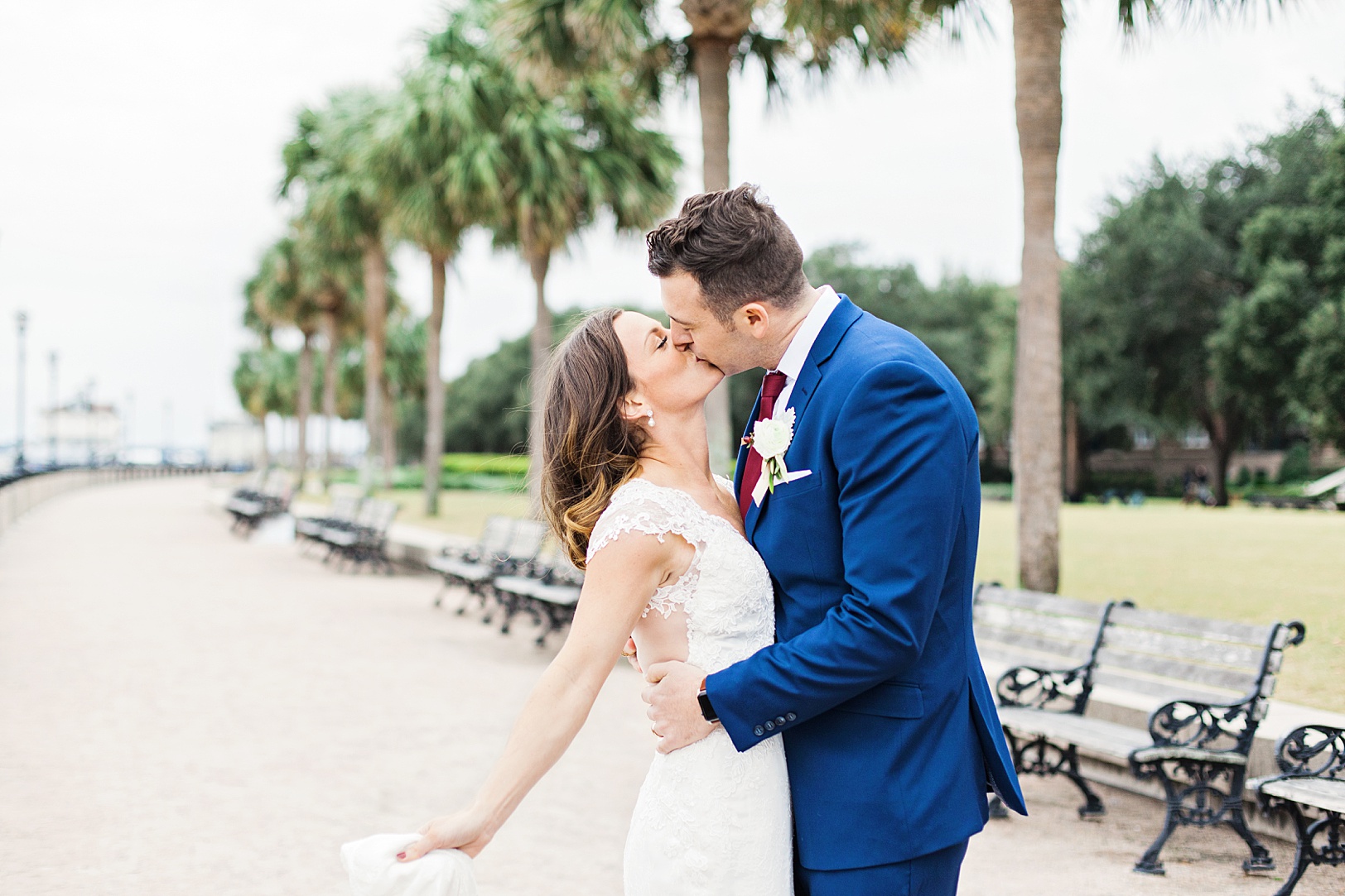 Romantic Kiss for Newlyweds | Charleston Wedding Photographer Kaitlin Scott 