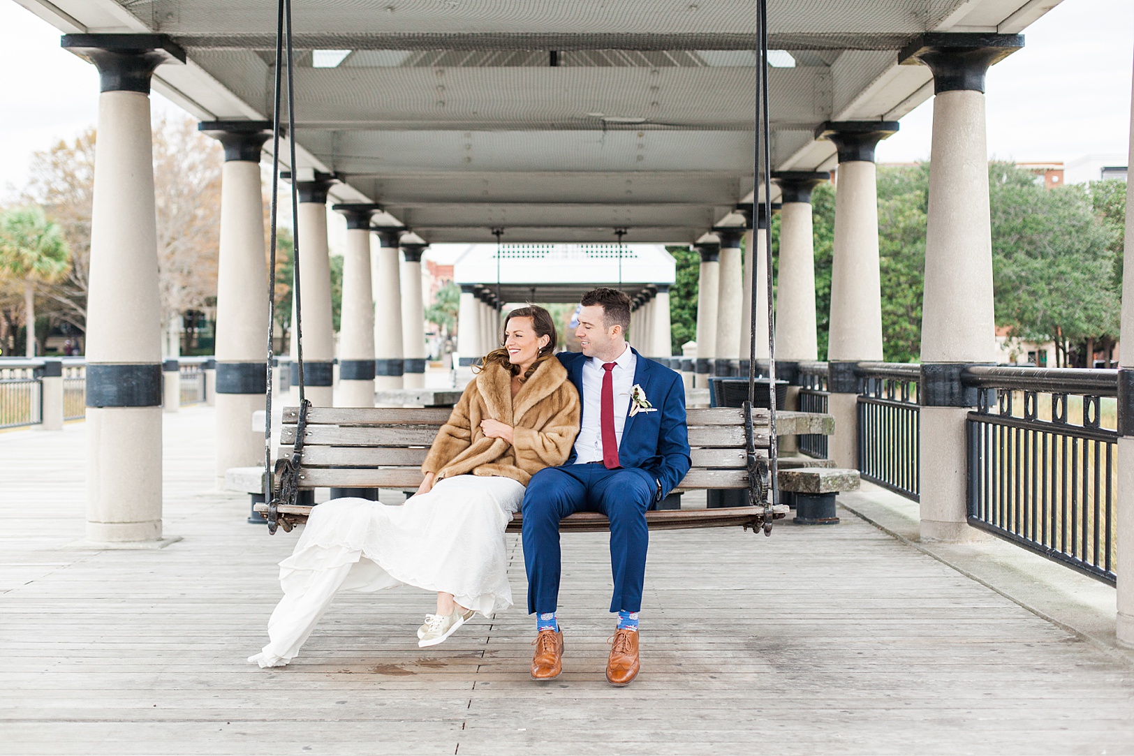 Wedding Portraits at Waterfront Park Swings | Kaitlin Scott Photography