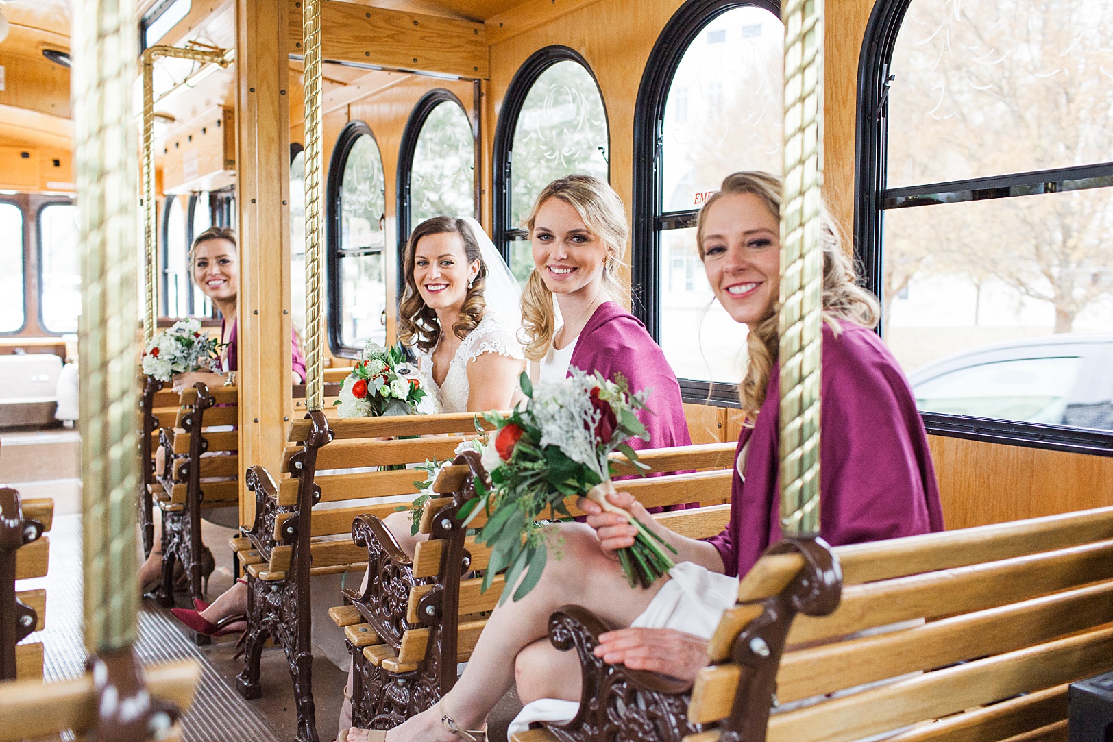 Charleston Wedding Party on the Lowcountry trolley | Kaitlin Scott Photography