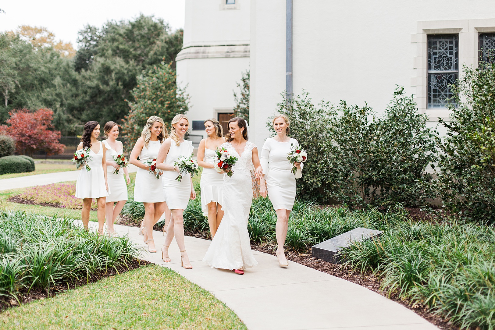 December Bride with Bridesmaids at Charleston Citadel | Kaitlin Scott Photography