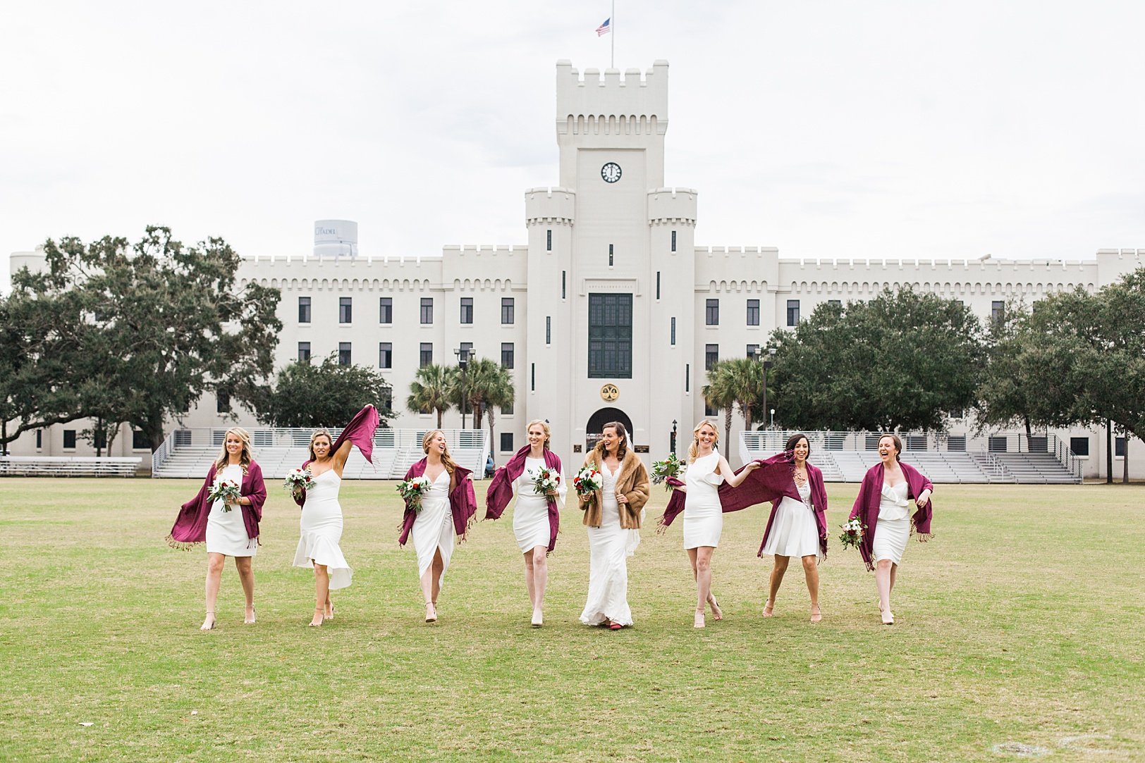 Bride and Bridesmaids Portraits at Charleston Citadel | Kaitlin Scott Wedding Photography