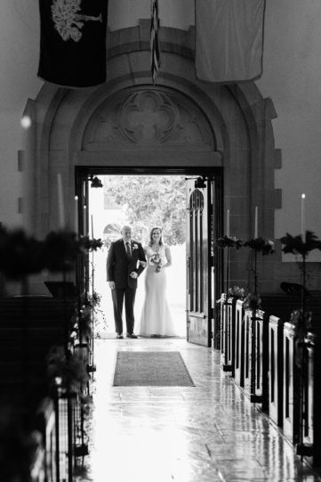 Bride and Father before walking down the aisle at Summerall Chapel | Kaitlin Scott Photography