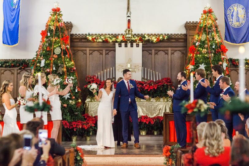 Bride and Groom during Christmas Wedding Ceremony | Kaitlin Scott Photography