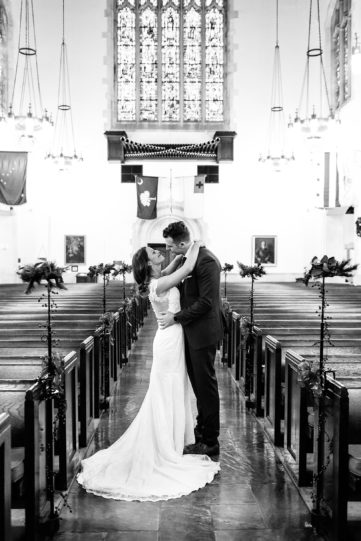 Bride and Groom at Citadel Chapel in Charleston | Kaitlin Scott Photography