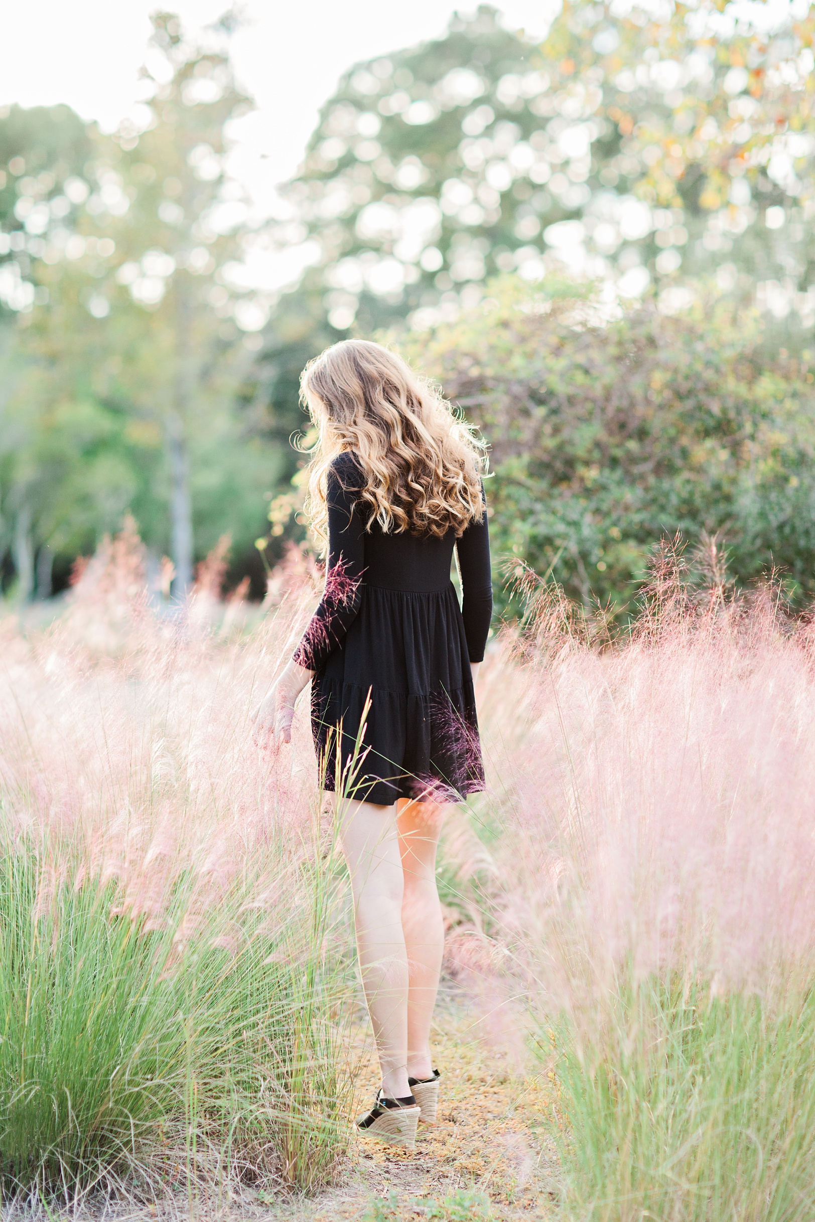 Dreamy Senior Portraits in Charleston field of pink | Kaitlin Scott Photography