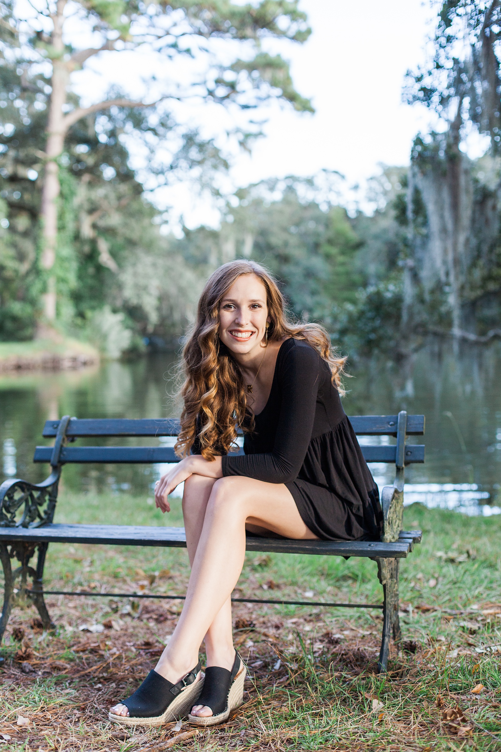 Girl on bench at Charles Towne Landing | Kaitlin Scott Photography