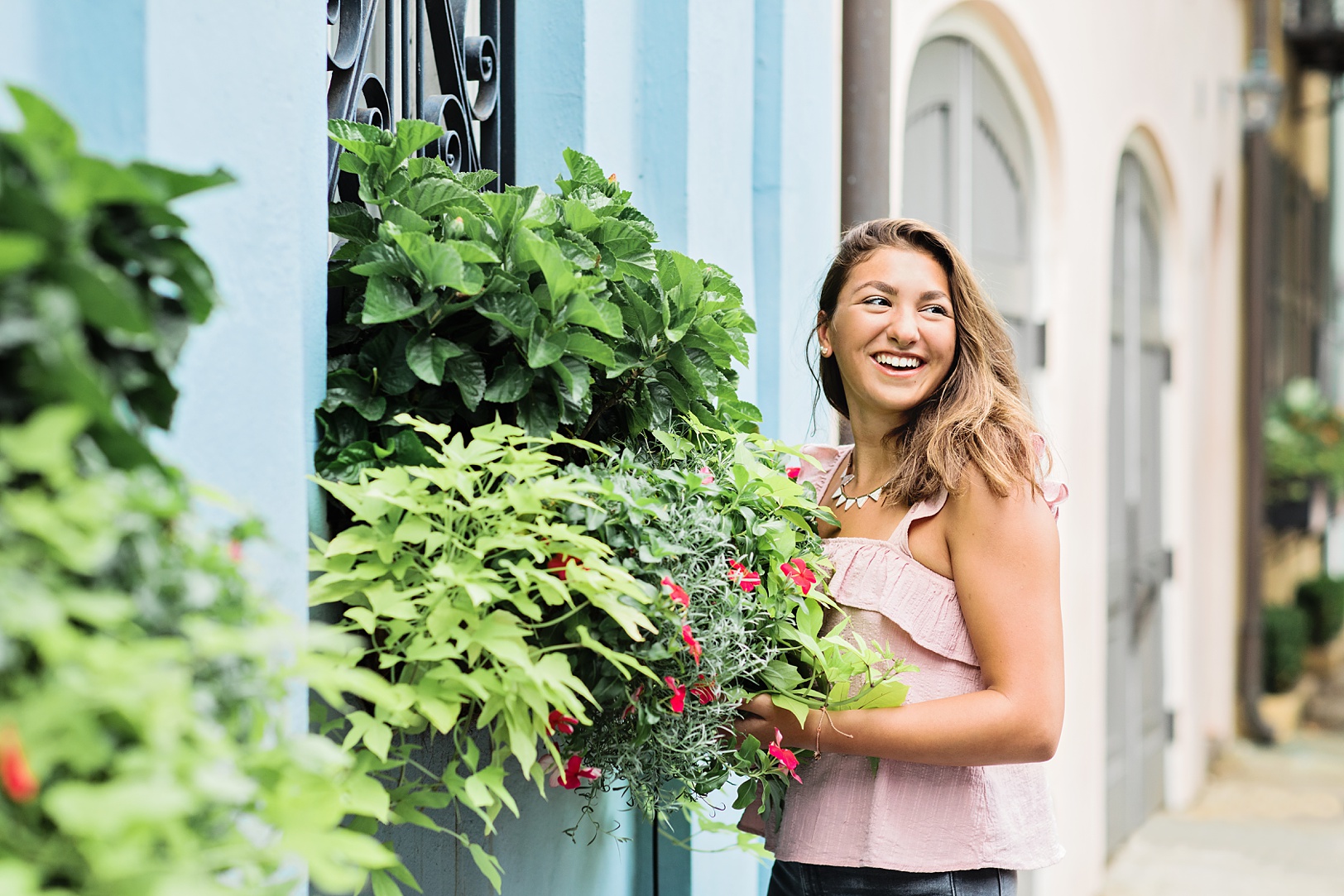 Colorful Charleston Window Boxes and Senior Session | Kaitlin Scott Photography
