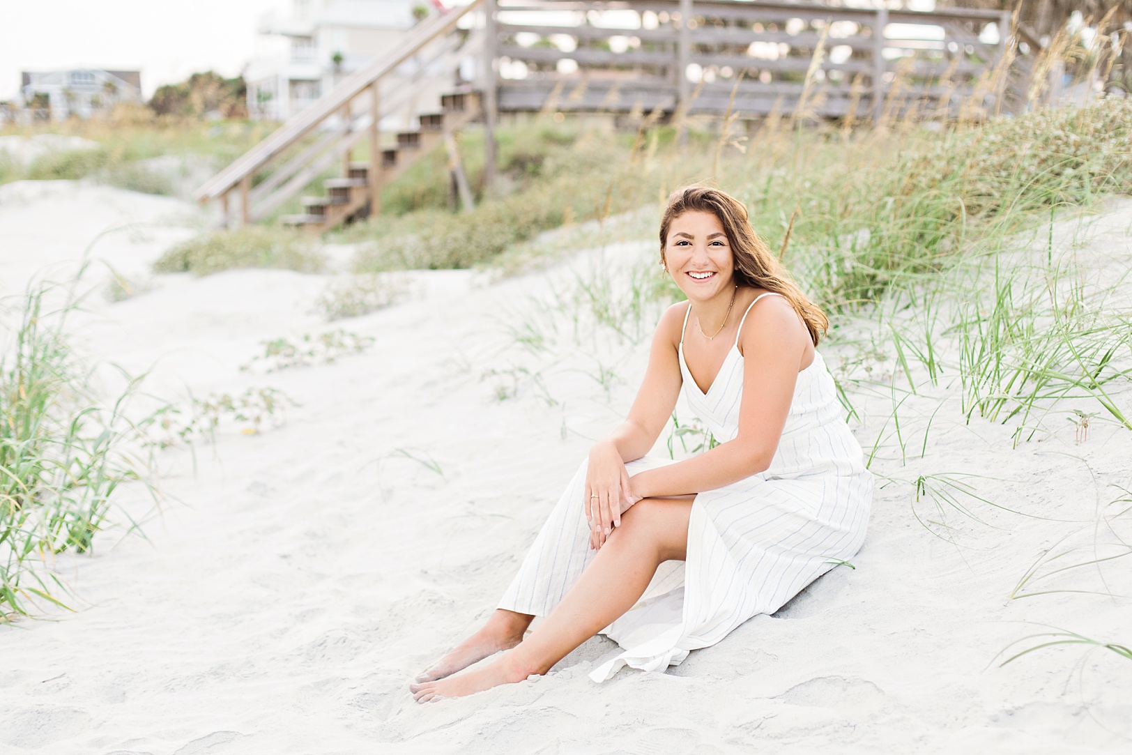 Folly Beach Senior with white dress | Kaitlin Scott Photography