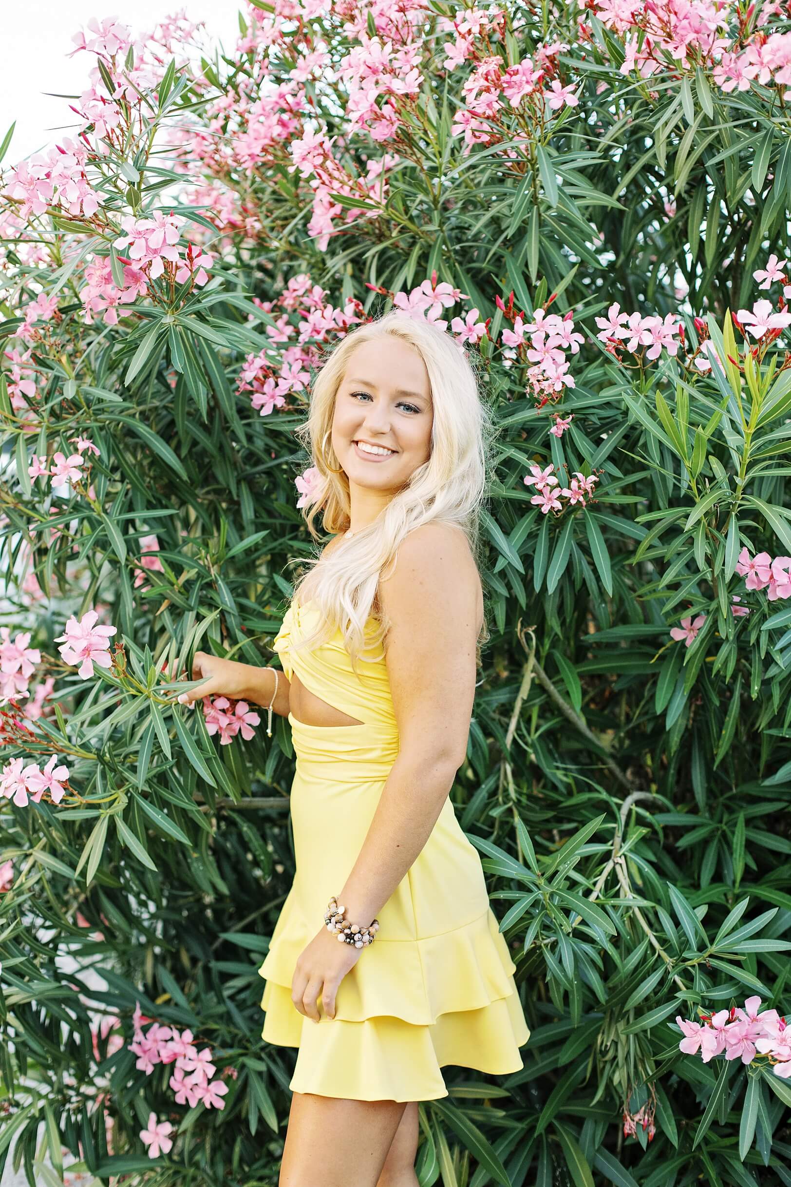 Yellow dress and pink flowers, colorful Charleston shoot | Kaitlin Scott Photography