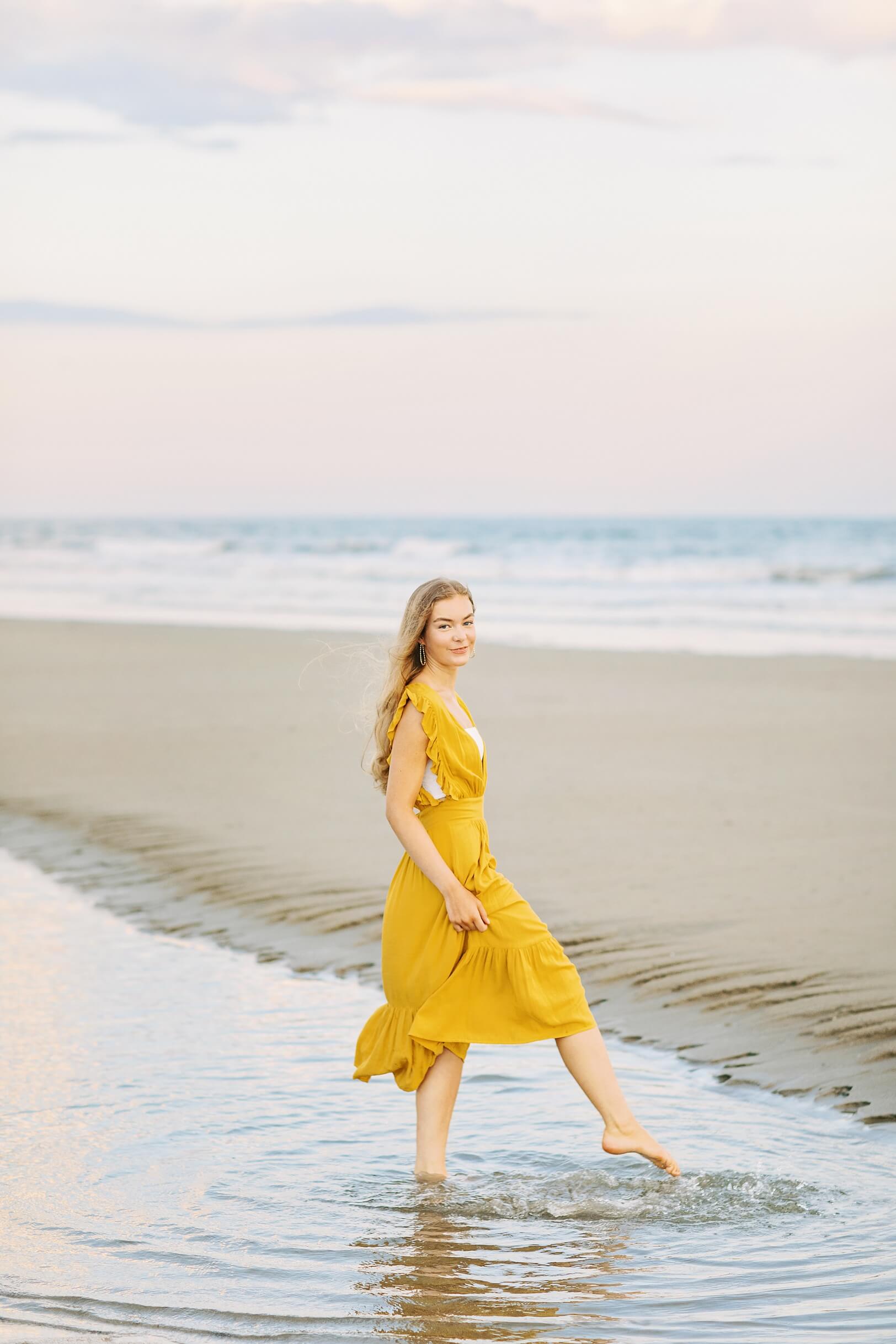 Girl at ocean, Yellow Dress for Photoshoot | Kaitlin Scott Photography