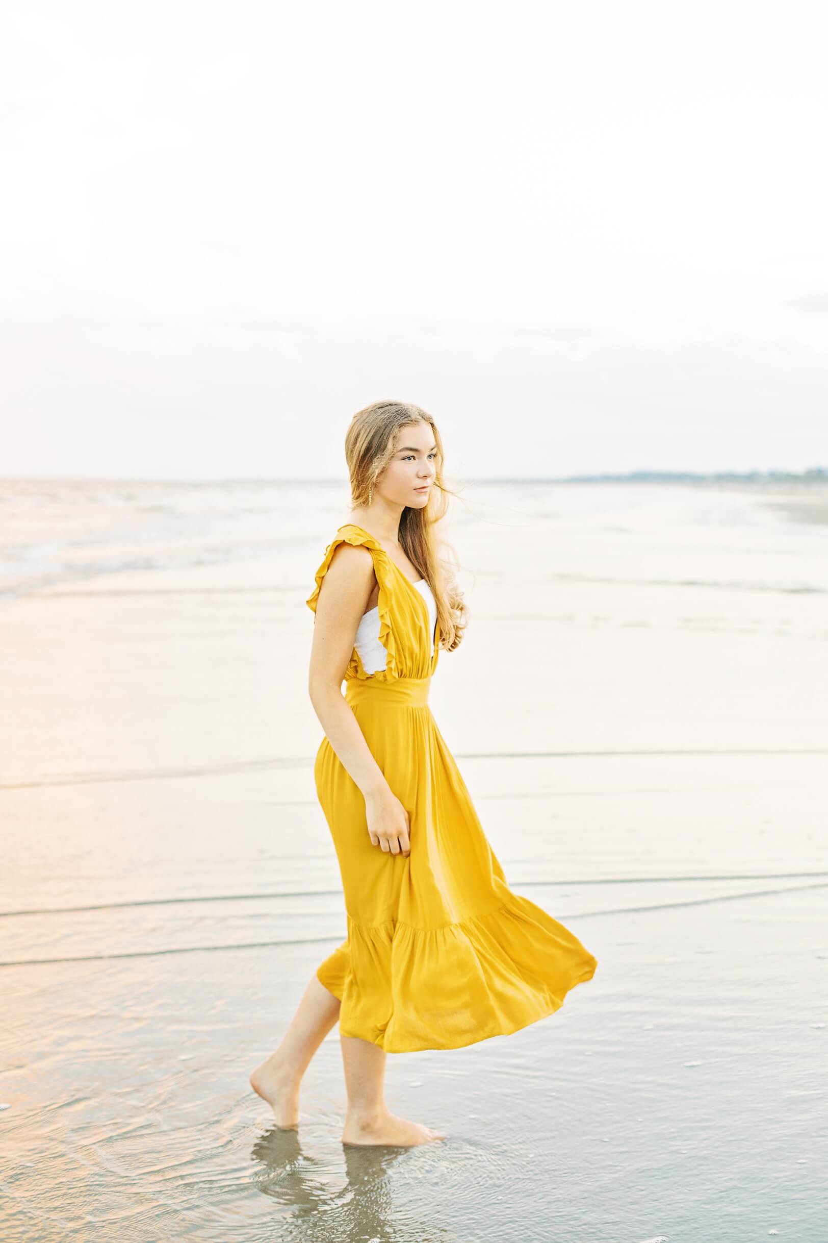 Yellow Dress at Beach | Kaitlin Scott Photography