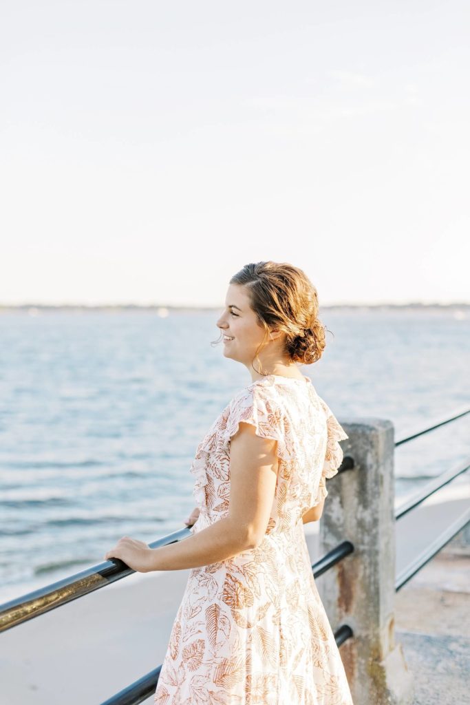 High School Senior looking out over Charleston Battery | Kaitlin Scott Photography