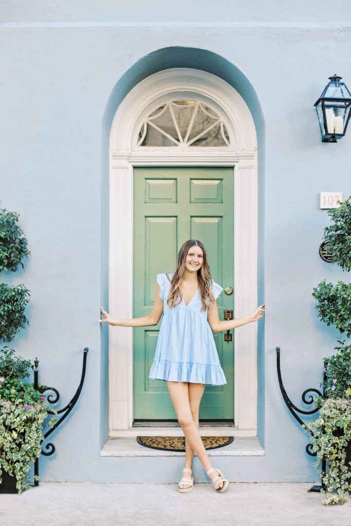 Rainbow Row Blue House with Green door | Kaitlin Scott Photography