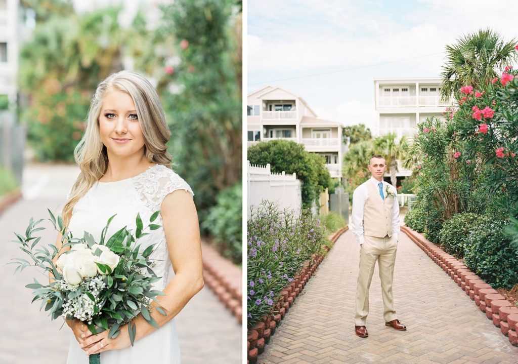 Bride and Groom Portraits at the beach in Charleston