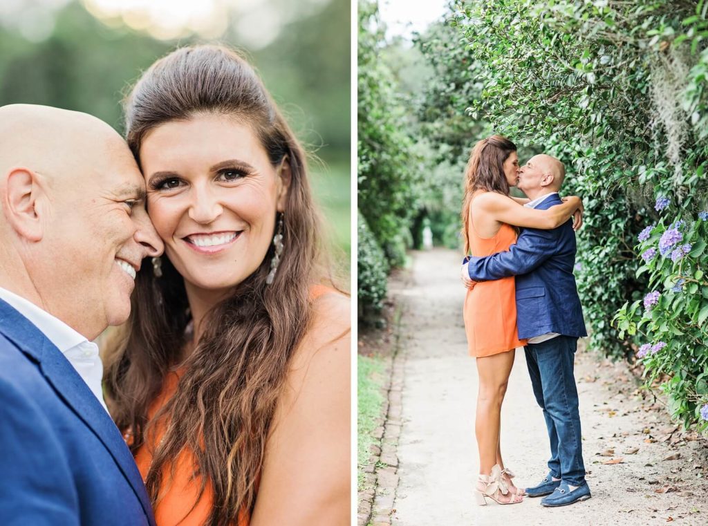 Engagement session poses for couple with heigh difference