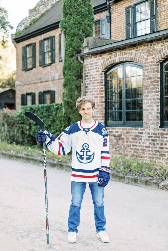 Historic Charleston Senior Guy Shoot with Hockey Uniform | Kaitlin Scott Photography