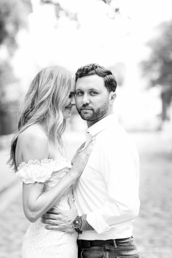 Black and White classic portrait of man and fiance