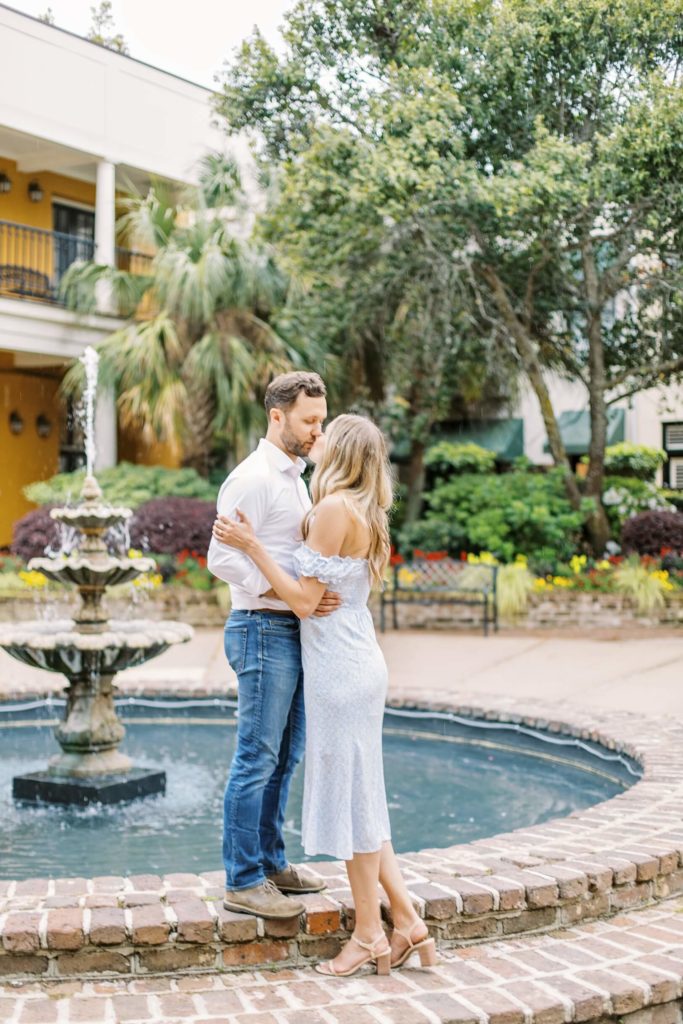 Hidden Charleston fountain, Engagement Photography by Kaitlin Scott