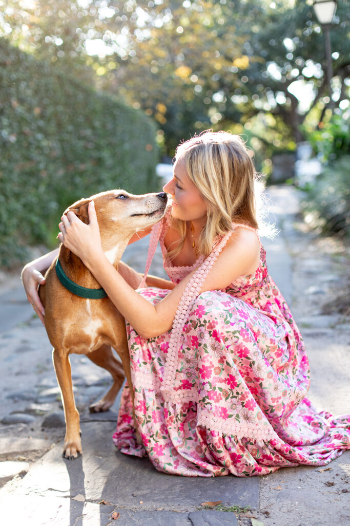 High school senior portraits with dog in Charleston, SC